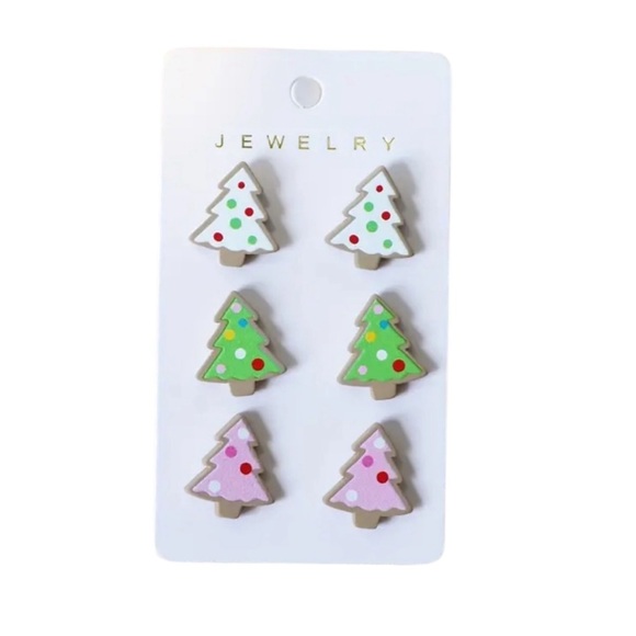 🎄3 for $23🎄 Christmas Tree Stud Earrings - 3 Pairs - Picture 1 of 3